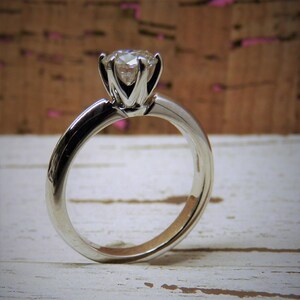 0.7CT Charles & Colvard Forever One Moissanite 14k White Gold Engagement Ring