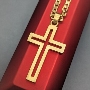 Large Men's 14K Solid Gold Cross - Unique Hollowed Outline With ...