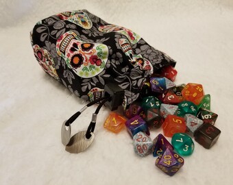 RPG D/&D Pouch Bag of Holding Surgar Skulls Green Dice Bag Dungeons and Dragons Pathfinder Tabletop Gaming