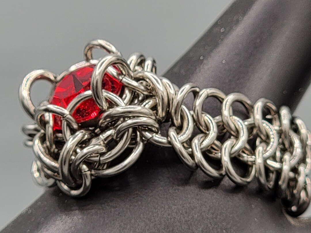 Labyrinth Chain Ring- Celtic Labyrinth Chain Maille - Ready to Ship (RTS) - Etsy