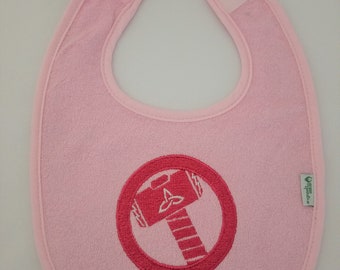 Babero de bebé bordado con martillo de Thor
