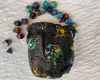 Zelda in Aktion Würfel Tasche mit lizenzierten Zelda Stoff gemacht