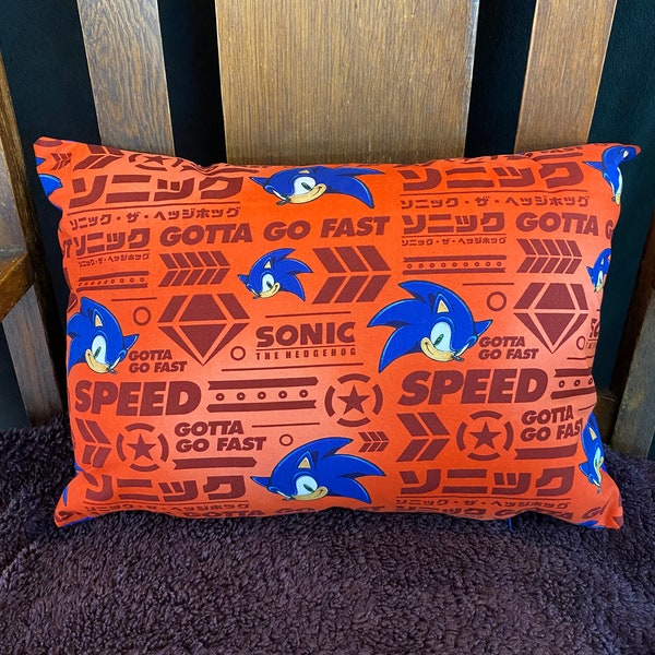 Sonic Gotta Go Fast Pillow, Made with Licensed Sonic Fabric