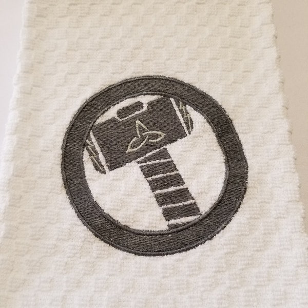Thor's Hammer Embroidered Dish/Hand Towel