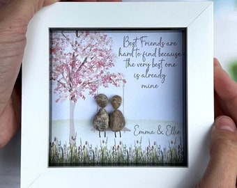 Personalised Friend Pebble Art Picture Frame – Unique Birthday Gift - Best Friends Are Hard To Find - Birthday Christmas Gift For Friends