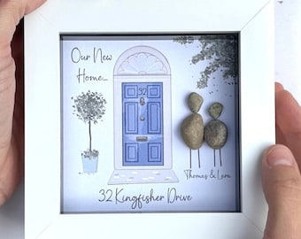 Personalised New Home Pebble Picture - Housewarming Pebble Art Gift - Moving Gift - New Home - First Home Gift - New House Gift - Gifts Her