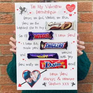 Personalised Valentines Chocolate Message Board With Photo - Valentines Gifts For Him Husband - Valentines Gifts For Her - Chocolate Gift