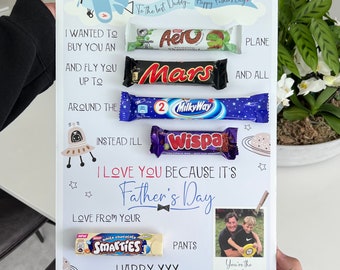 Personalised Fathers Day Chocolate Message Board With Photo - Fathers Day Gifts For Him Dad Grandad - Present For Dad - Chocolate Gift