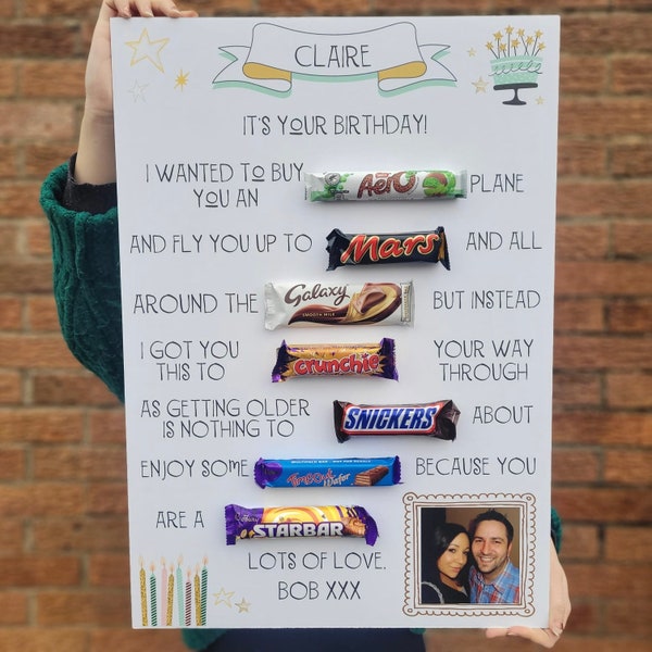 XL Personalised Birthday Chocolate Message Board - Personalised Gifts - Gifts For Him  - Gifts For Her - Chocolate Gift