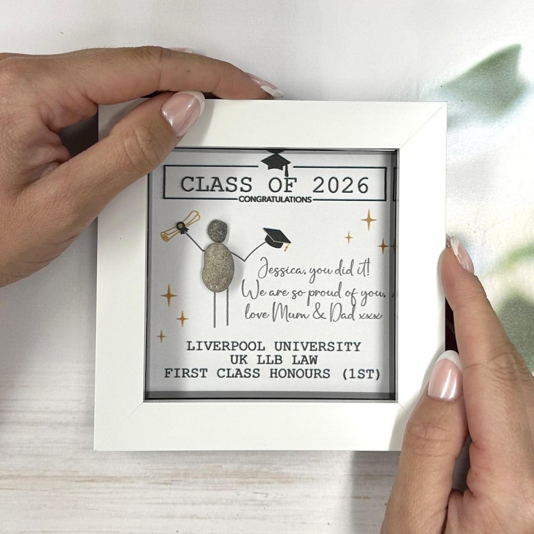 Personalised Graduation Pebble Picture - Framed Graduation Pebble Art ...