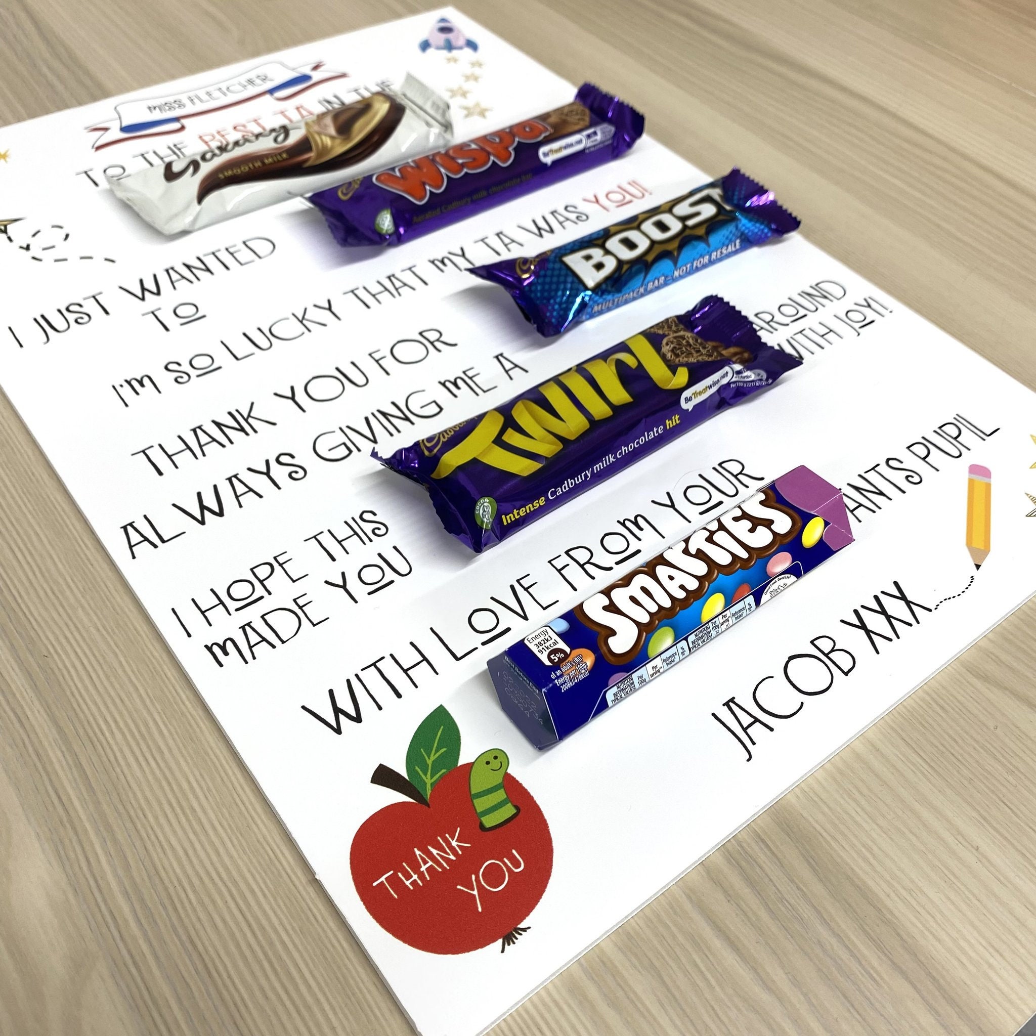Personalised Teacher Chocolate Board Personalised Gifts Etsy