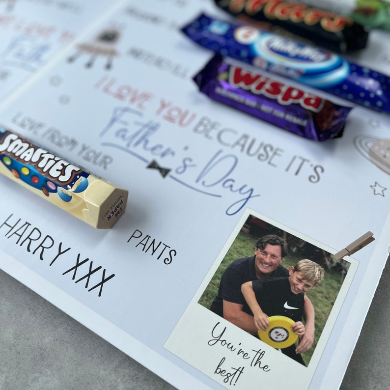 Personalised Fathers Day Chocolate Message Board With Photo Fathers Day Gifts For Him Dad Grandad Present For Dad Chocolate Gift image 2