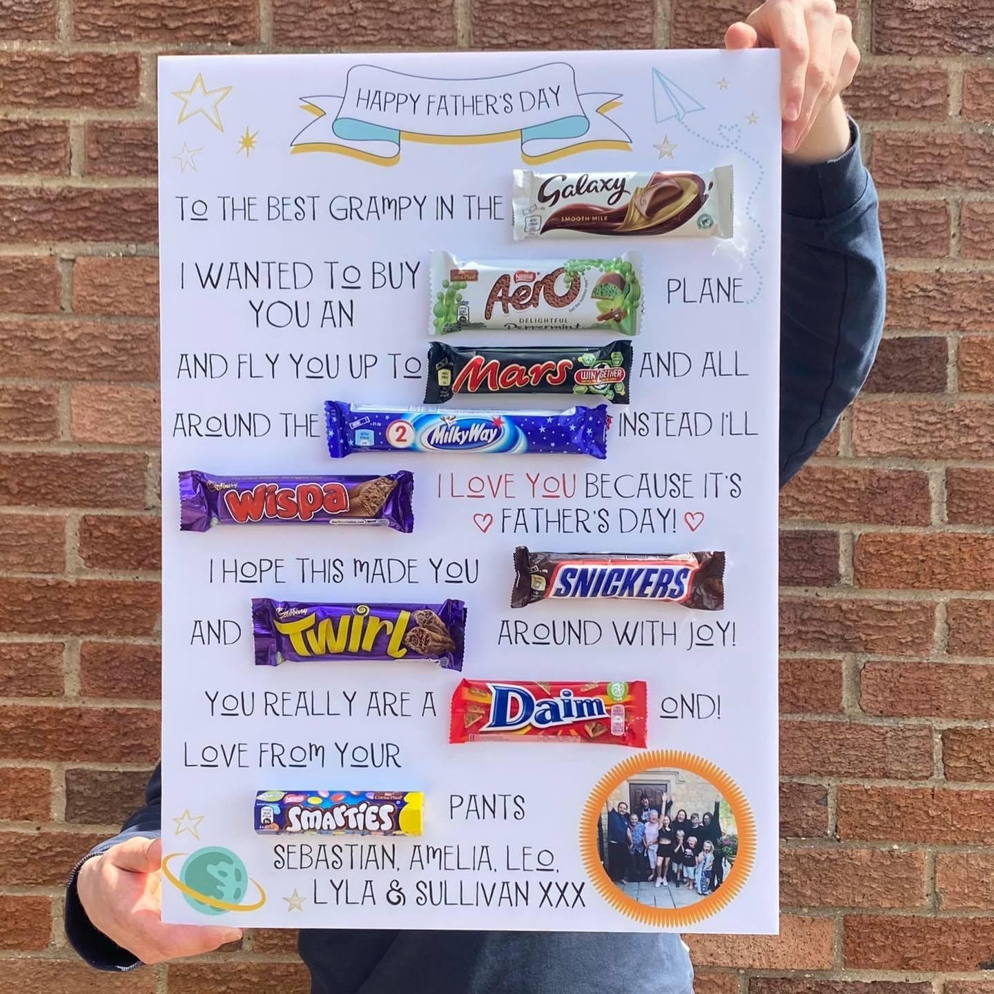 Father's day card hotsell with chocolate bars