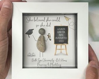 Personalised Graduation Pebble Picture - Framed Graduation Pebble Art - Graduation Gift 2026 - Graduation Gifts For Him Her - Congrats