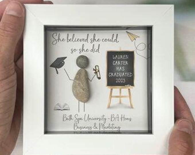 Personalised Graduation Pebble Picture - Framed Graduation Pebble Art - Graduation Gift 2026 - Graduation Gifts For Him Her - Congrats