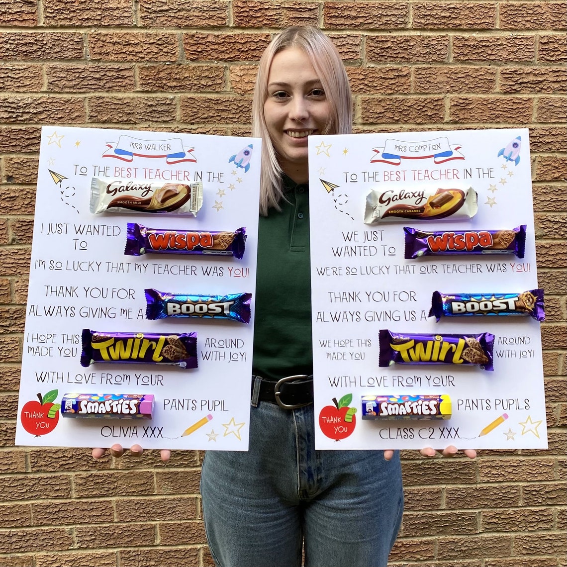 Personalised Thank You Teacher Christmas Chocolate Board Etsy