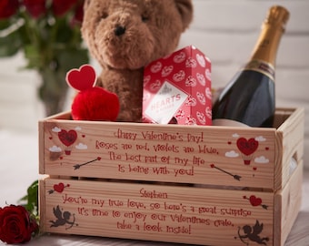 Personalised Valentines Box - Personalised Valentines Crate - Valentines Lockdown Box - Personalised Box - Personalised Gifts For Him & Her