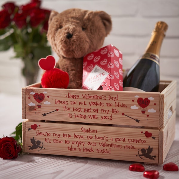 Personalised Valentines Box - Personalised Valentines Crate - Valentines Lockdown Box - Personalised Box - Personalised Gifts For Him & Her