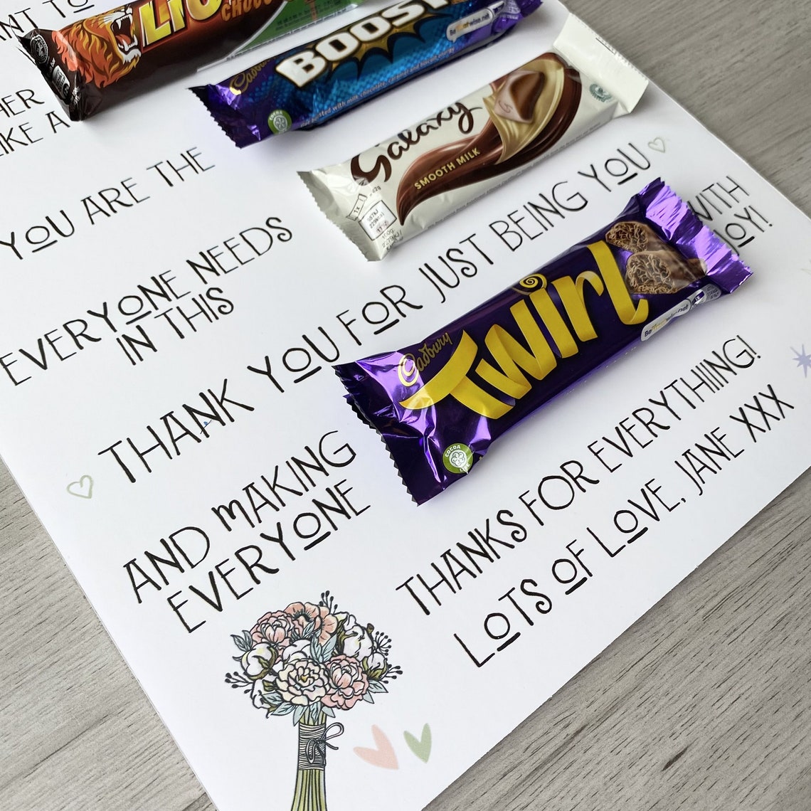 Personalised Thank You Chocolate Board Chocolate Board Etsy