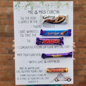 Personalised Wedding Chocolate Board - Chocolate Board - Best Wedding Gift - Wedding Chocolate Gift - Mr & Mrs To - Novelty Wedding Present