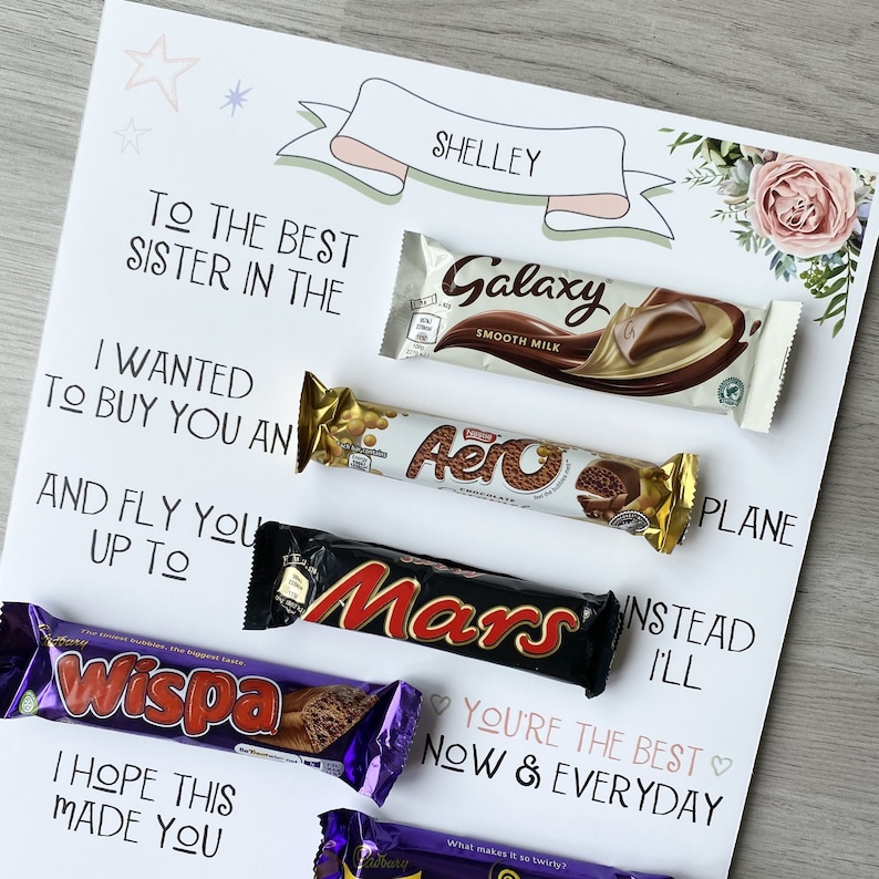 Personalised Sister Chocolate Board Chocolate Board Sister Etsy UK