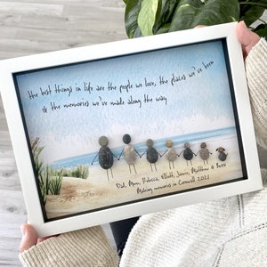 Personalised Family Seaside Beach Pebble Picture - Family Pebble Art - By The Sea - Birthday Gift For Mum - Mothers Day Gift For Her