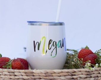 Monogrammed Wine Tumbler | 12 oz Stainless Steel, Personalized Gift