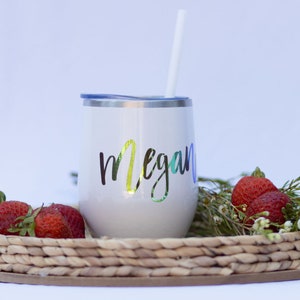 Custom Wine Tumbler |  Monogrammed Stainless Wine Tumbler | Personalized Wine Tumbler | 12 oz wine glass