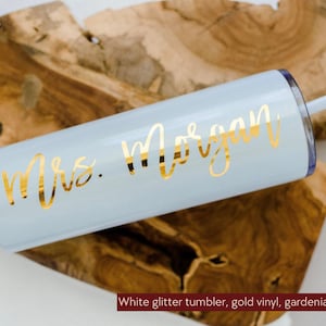 Custom Skinny Tumbler | Personalized Stainless Steel Skinny Tumbler w/ Lid & Straw | Monogrammed Tumbler | Rose Gold Tumbler