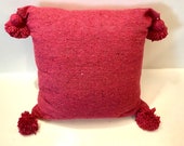 Set of 2 pink Moroccan Pom Pom pillows 100 cotton