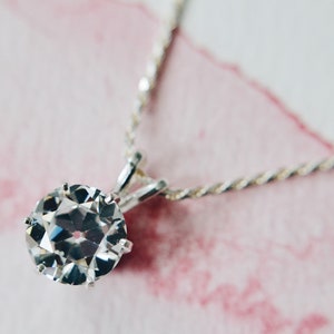 3 Carat (9 millimeter) Old European Cut Solitaire Co Diamond Simulant 6-Prong Pendant Necklace - 925 Sterling Silver Diamond Chain