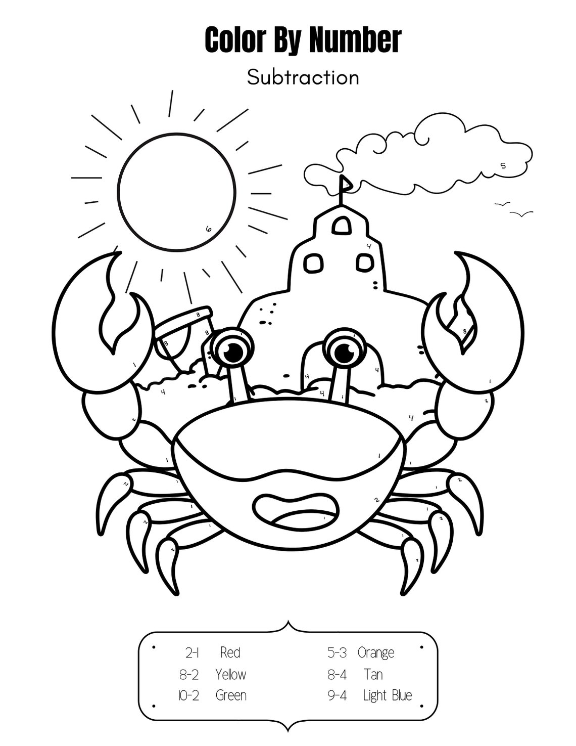 Color By Number kids Coloring Pages Etsy Color By Number kids Coloring Pages Etsy