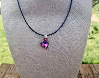 Pink Iridescent Lightweight Heart Shaped Glass Pendant Necklace For Her, Mother's Day Gift, Anniversary Gift, Birthday Gift