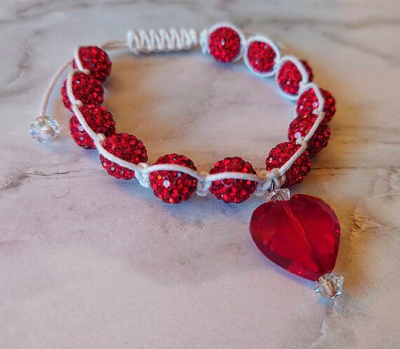 Stunning Red Pave and Heart Bracelet Valentine s Day Gift for Her