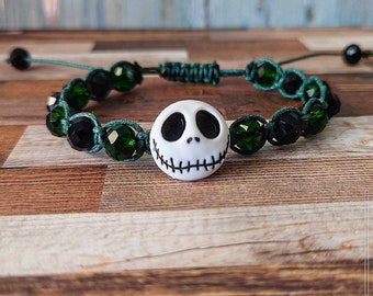 Smiling Jack Skellington from Nightmare Before Christmas Button Bracelet For Him or Her, Anniversary Gift, Birthday Gift,