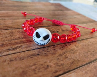 Sinister Smiling Jack Skellington from Nightmare Before Christmas Button Bracelet For Him or Her, Anniversary Gift, Birthday Gift