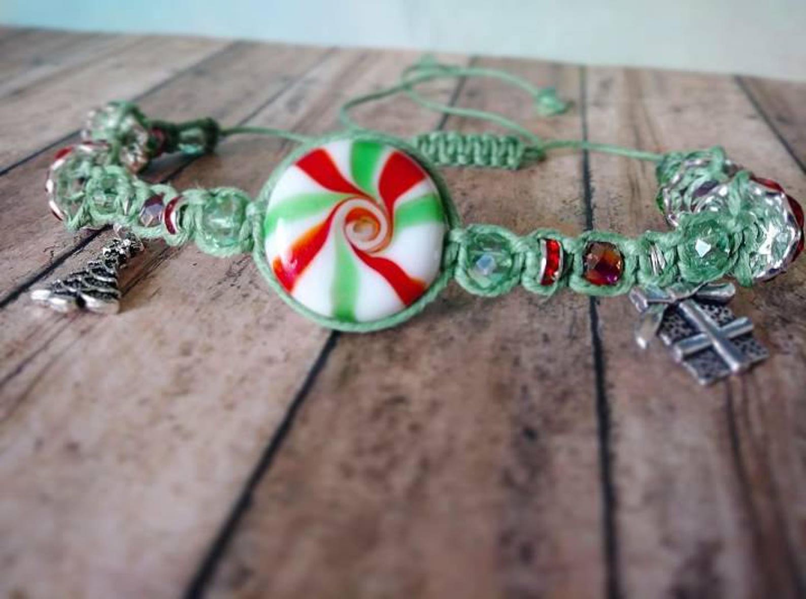 Bijoux de Noël pour elle, bracelet Macrame, bracelet de charme pour les