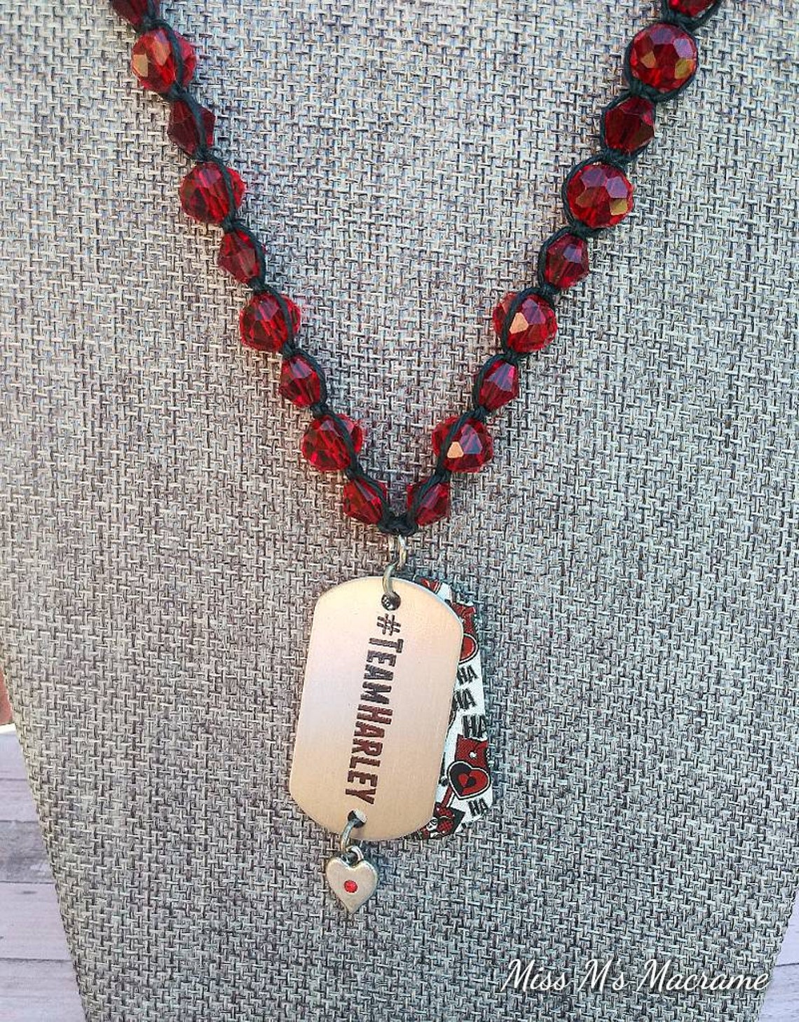 Harley Quinn Dog Tag Necklace for Her Suicide Squad Necklace Etsy