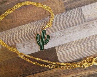 Dainty Saguaro Cactus Necklace, Tiny Cactus Necklace, Gold Plated Jewelry, Southwest Jewelry For Her, Arizona Jewelry Gifts