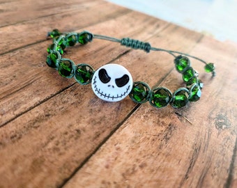 Sinister Smiling Jack Skellington from Nightmare Before Christmas Button Bracelet For Him or Her, Anniversary Gift, Birthday Gift,