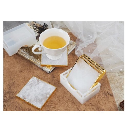 Circle Coaster Resin Mold Agate Coasters Holder With Set Etsy