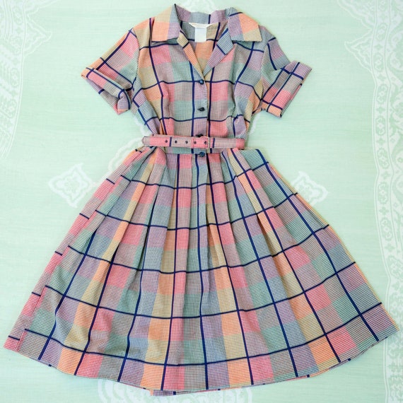 Vintage 1970s Dress 50s Style Shirtwaist Dress Cir