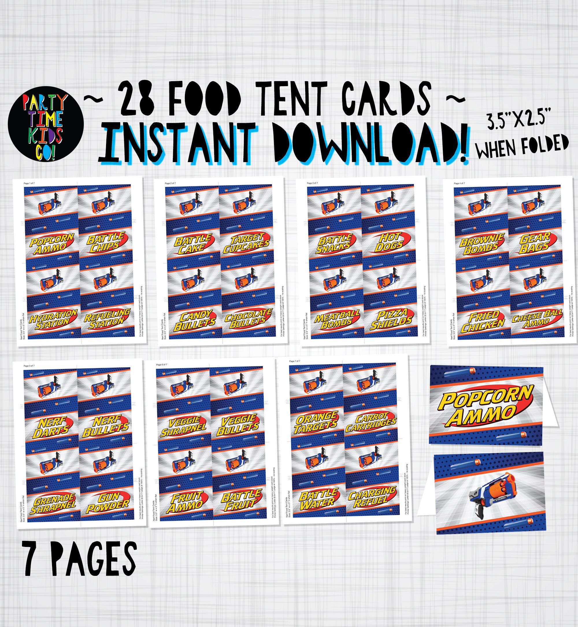 Dart Food Tent Labels 28 Food Card Types Dart Wars Party Etsy