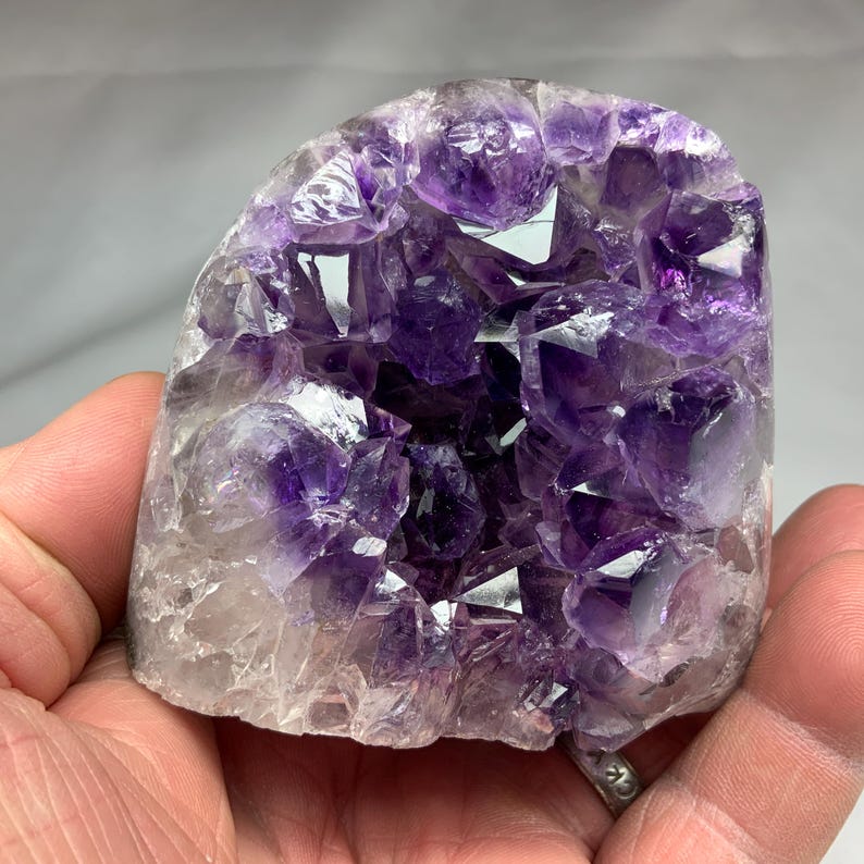Amethyst Geode: Natural Druzy Polished Edge Bright Purple Crystal ...
