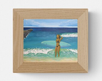 Surfer Girl Beach Giclée Art Print, Coastal Wall Decor