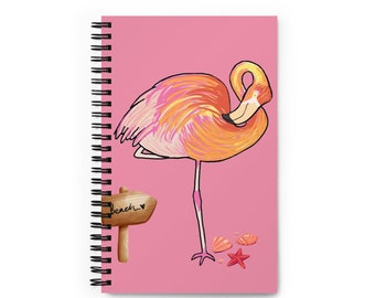 Pink Flamingo Journal | Spiral Notebook | Dotted Grid or Lined