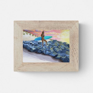 Giclee Surfer Girl Canvas Print, Surf Inspired Artwork,  Surf Art, Surfboard Wall Decor,  Beach Art,  Coastal Decor, gift for surfer