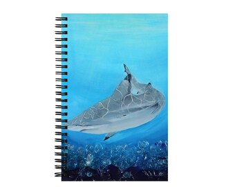 Black Tip Shark Journal | Spiral Notebook | Dotted Grid and Lined