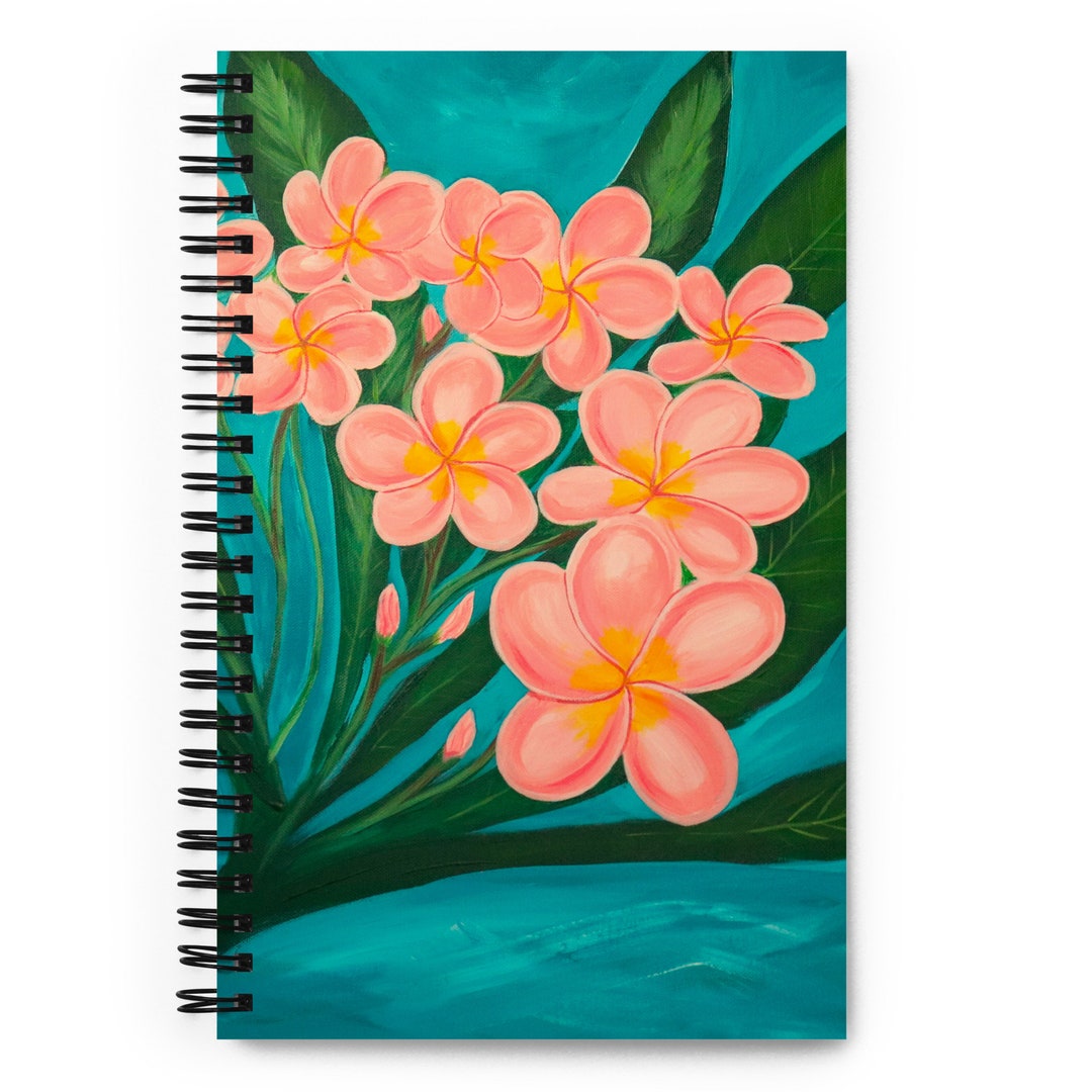 Plumeria Flowers Journal | Hawaiian Flower 6x8 In. Spiral Notebook ...