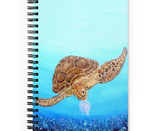 Sea Turtle eating jellyfish - Spiral notebook | Journal | Dotted Grid or Lined